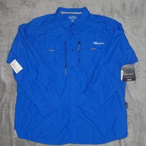 Cabela's Guidewear Button Down Fishing Shirt Men's XXL Blue Gray Insect Defense